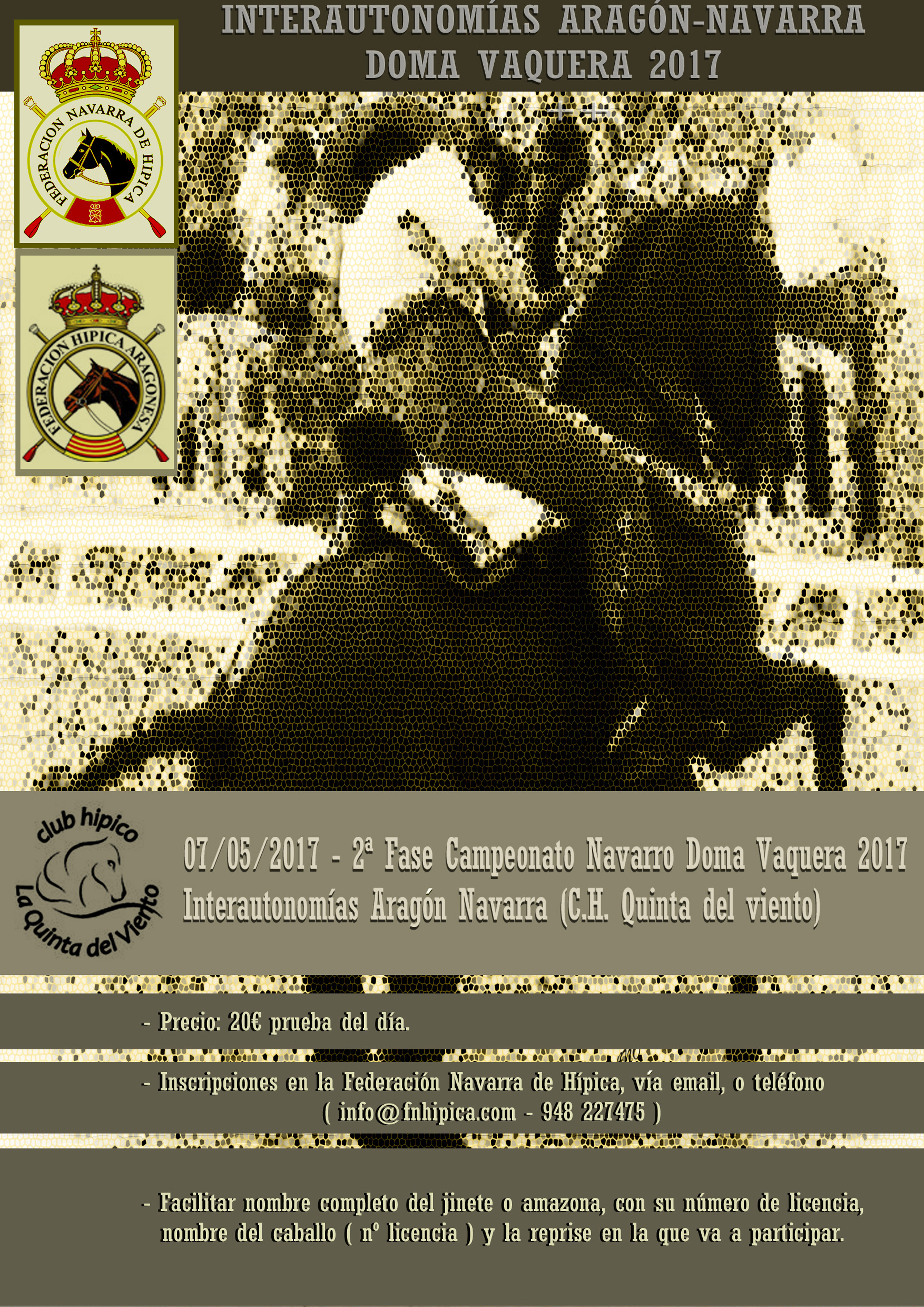 Interautonom&iacute;as Arag&oacute;n-Navarra de Doma Vaquera el 7 de mayo en el Club H&iacute;pico La Quinta Del Viento